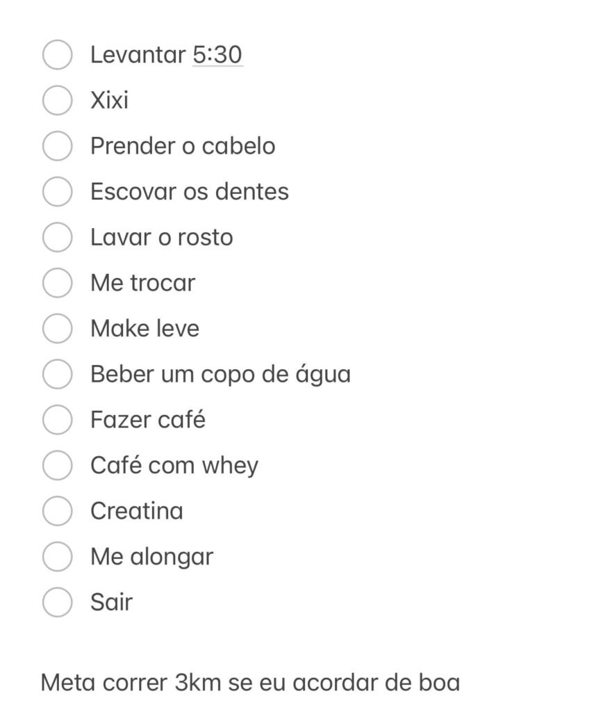 check lista da manha