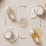 rotina de skin cycling com produtos de skincare em ciclos de tratamento e hidratação